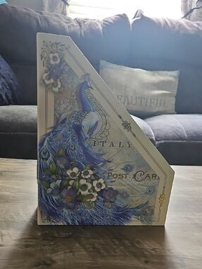Punch Studio Blue Peacock Desk File Holder
